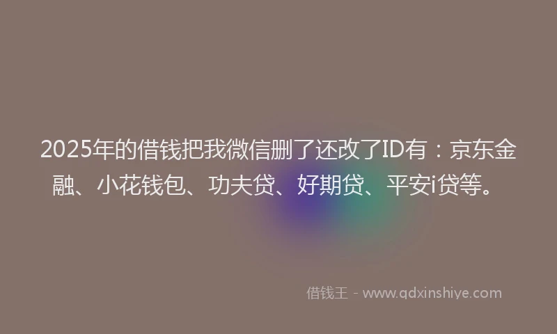2025年的借钱把我微信删了还改了ID有：京东金融、小花钱包、功夫贷、好期贷、平安i贷等。