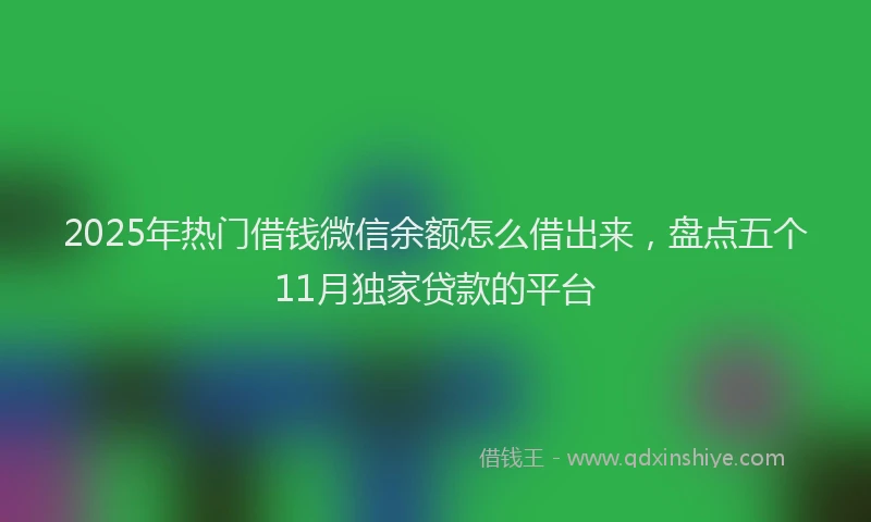 2025年热门借钱微信余额怎么借出来，盘点五个11月独家贷款的平台