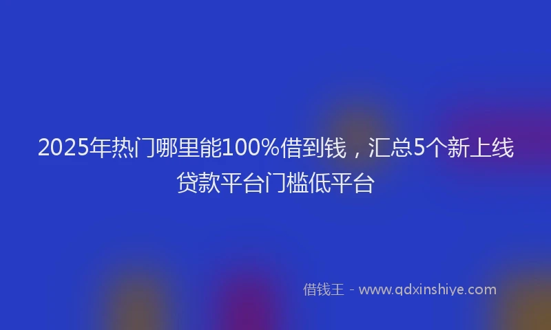 2025年热门哪里能100%借到钱，汇总5个新上线贷款平台门槛低平台