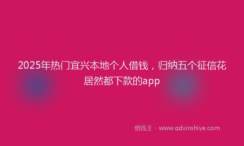 2025年热门宜兴本地个人借钱，归纳五个征信花居然都下款的app