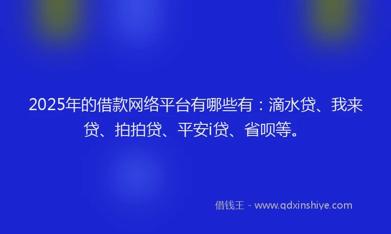 2025年的借款网络平台有哪些有：滴水贷、我来贷、拍拍贷、平安i贷、省呗等。