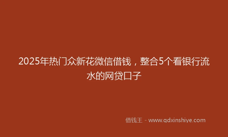 2025年热门众新花微信借钱，整合5个看银行流水的网贷口子