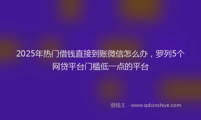 2025年热门借钱直接到账微信怎么办，罗列5个网贷平台门槛低一点的平台