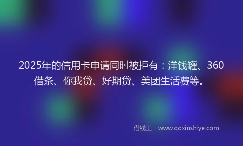 2025年的信用卡申请同时被拒有：洋钱罐、360借条、你我贷、好期贷、美团生活费等。
