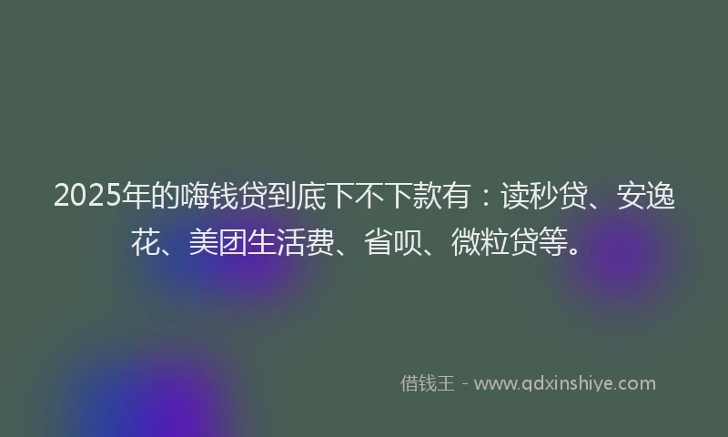 2025年的嗨钱贷到底下不下款有：读秒贷、安逸花、美团生活费、省呗、微粒贷等。