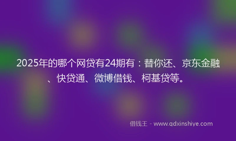 2025年的哪个网贷有24期有：替你还、京东金融、快贷通、微博借钱、柯基贷等。