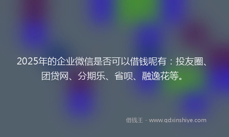 2025年的企业微信是否可以借钱呢有：投友圈、团贷网、分期乐、省呗、融逸花等。