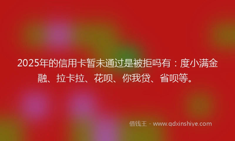 2025年的信用卡暂未通过是被拒吗有：度小满金融、拉卡拉、花呗、你我贷、省呗等。