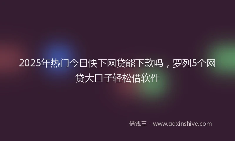 2025年热门今日快下网贷能下款吗，罗列5个网贷大口子轻松借软件