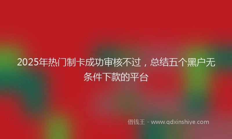 2025年热门制卡成功审核不过，总结五个黑户无条件下款的平台