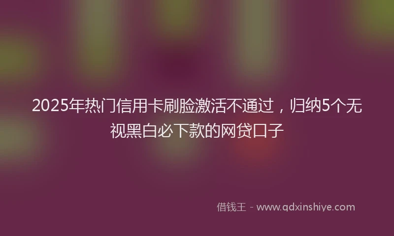 2025年热门信用卡刷脸激活不通过，归纳5个无视黑白必下款的网贷口子
