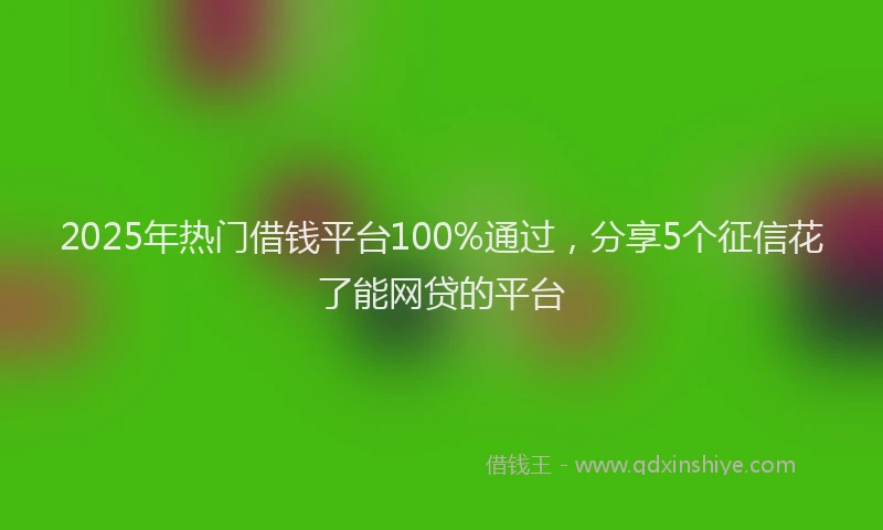 2025年热门借钱平台100%通过，分享5个征信花了能网贷的平台