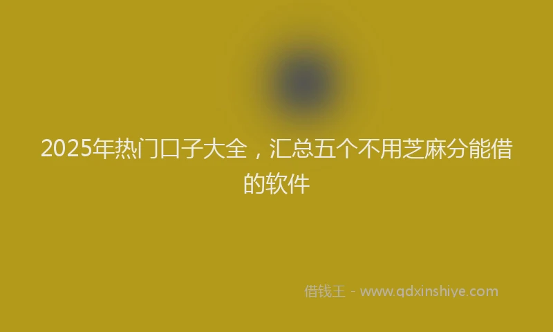 2025年热门口子大全，汇总五个不用芝麻分能借的软件