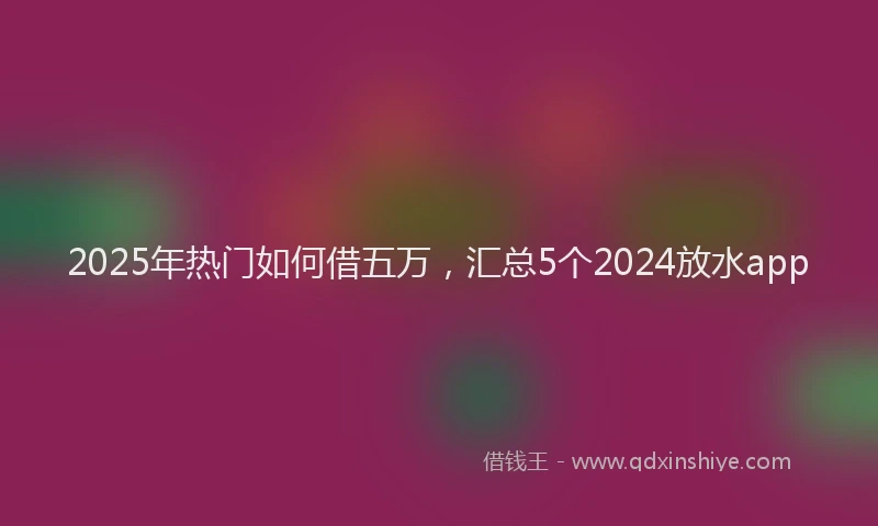 2025年热门如何借五万，汇总5个2024放水app