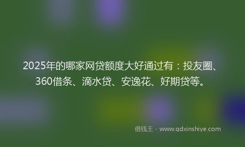 2025年的哪家网贷额度大好通过有：投友圈、360借条、滴水贷、安逸花、好期贷等。