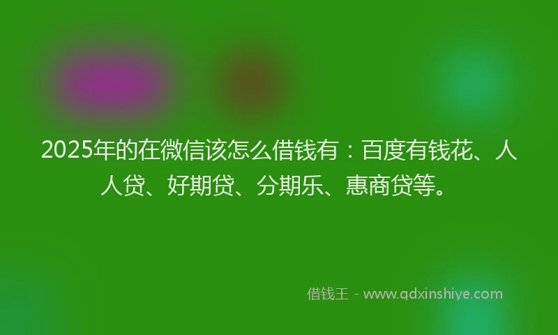 2025年的在微信该怎么借钱有：百度有钱花、人人贷、好期贷、分期乐、惠商贷等。