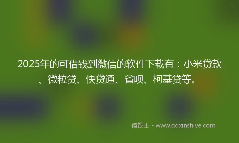 2025年的可借钱到微信的软件下载有：小米贷款、微粒贷、快贷通、省呗、柯基贷等。