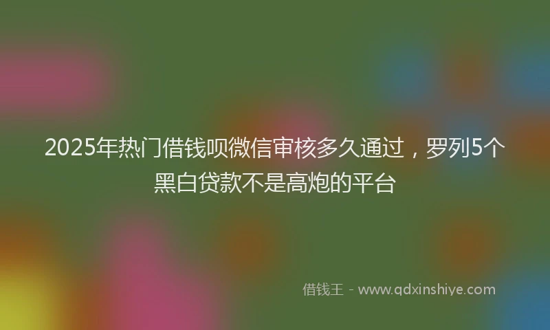 2025年热门借钱呗微信审核多久通过，罗列5个黑白贷款不是高炮的平台