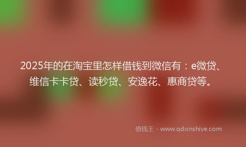 2025年的在淘宝里怎样借钱到微信有：e微贷、维信卡卡贷、读秒贷、安逸花、惠商贷等。