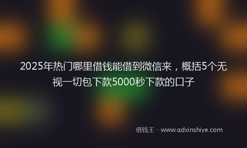 2025年热门哪里借钱能借到微信来，概括5个无视一切包下款5000秒下款的口子