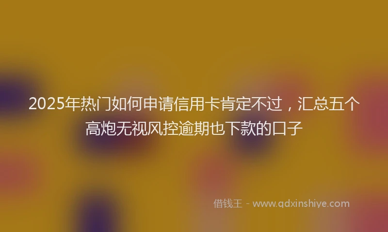 2025年热门如何申请信用卡肯定不过，汇总五个高炮无视风控逾期也下款的口子
