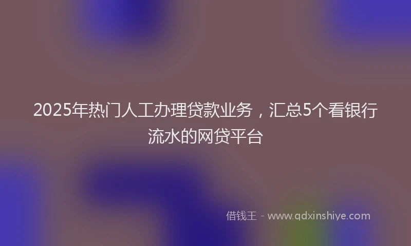 2025年热门人工办理贷款业务，汇总5个看银行流水的网贷平台