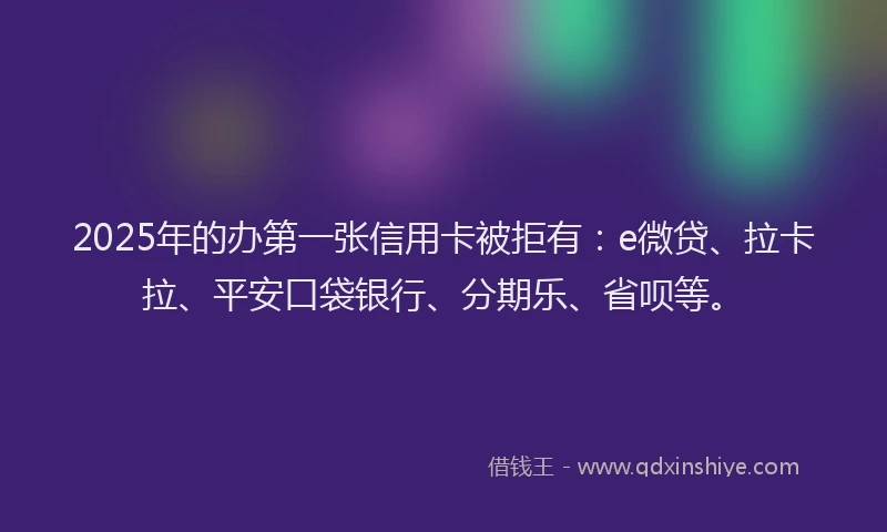 2025年的办第一张信用卡被拒有：e微贷、拉卡拉、平安口袋银行、分期乐、省呗等。