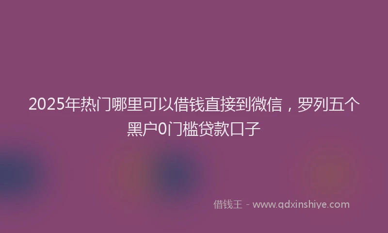 2025年热门哪里可以借钱直接到微信，罗列五个黑户0门槛贷款口子