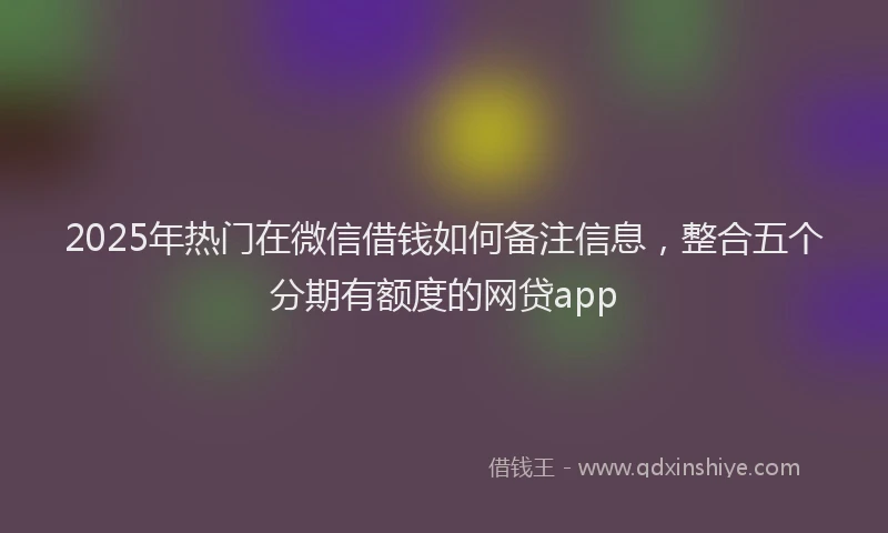 2025年热门在微信借钱如何备注信息，整合五个分期有额度的网贷app
