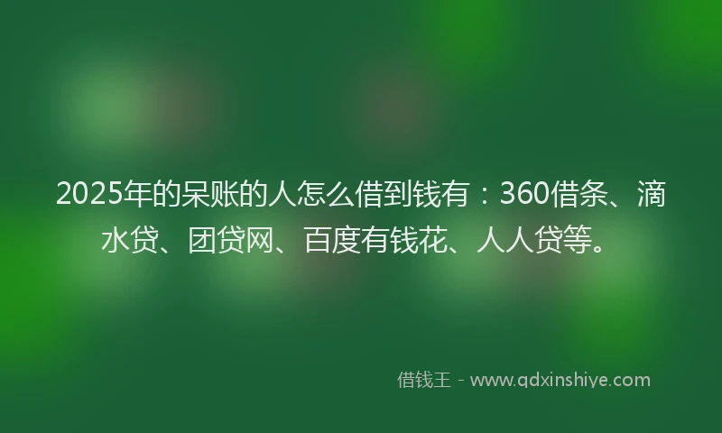 2025年的呆账的人怎么借到钱有：360借条、滴水贷、团贷网、百度有钱花、人人贷等。