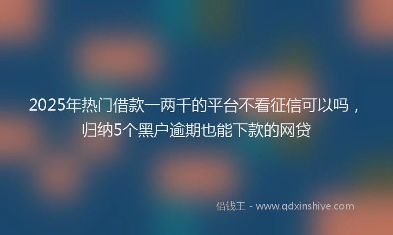 2025年热门借款一两千的平台不看征信可以吗，归纳5个黑户逾期也能下款的网贷