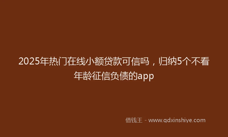 2025年热门在线小额贷款可信吗，归纳5个不看年龄征信负债的app