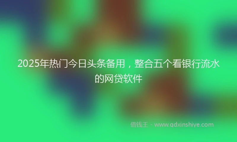 2025年热门今日头条备用，整合五个看银行流水的网贷软件