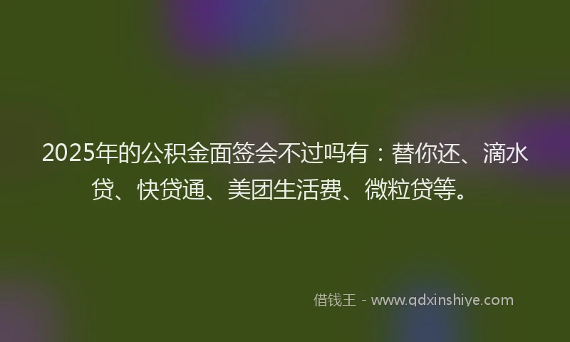 2025年的公积金面签会不过吗有：替你还、滴水贷、快贷通、美团生活费、微粒贷等。