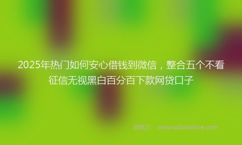 2025年热门如何安心借钱到微信，整合五个不看征信无视黑白百分百下款网贷口子