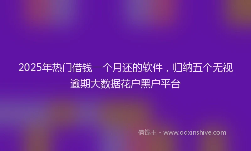 2025年热门借钱一个月还的软件，归纳五个无视逾期大数据花户黑户平台