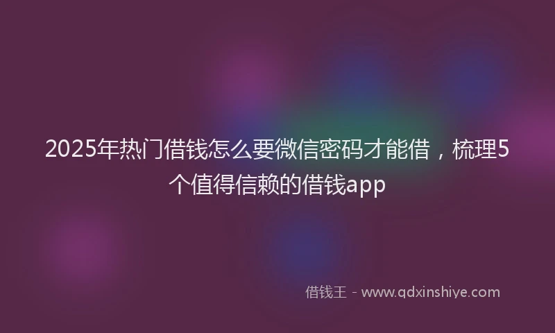 2025年热门借钱怎么要微信密码才能借，梳理5个值得信赖的借钱app