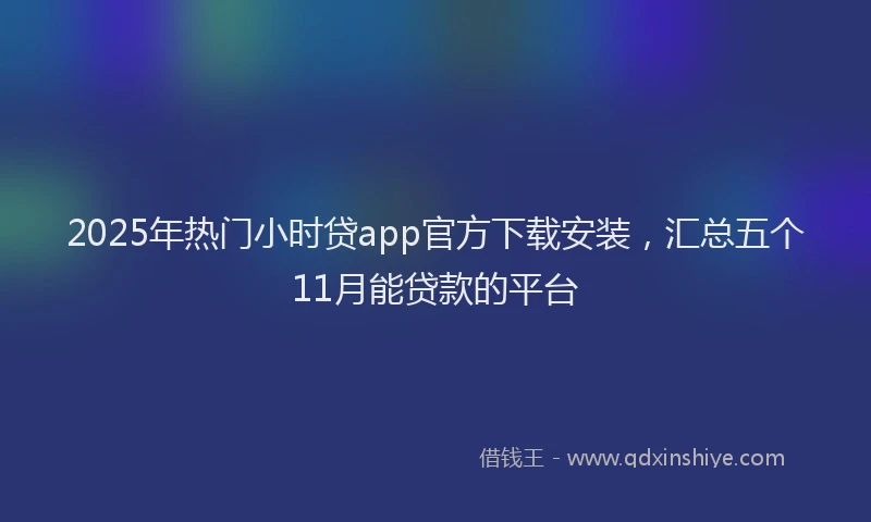 2025年热门小时贷app官方下载安装，汇总五个11月能贷款的平台