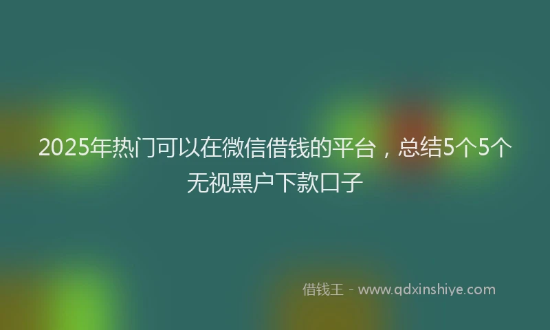 2025年热门可以在微信借钱的平台，总结5个5个无视黑户下款口子