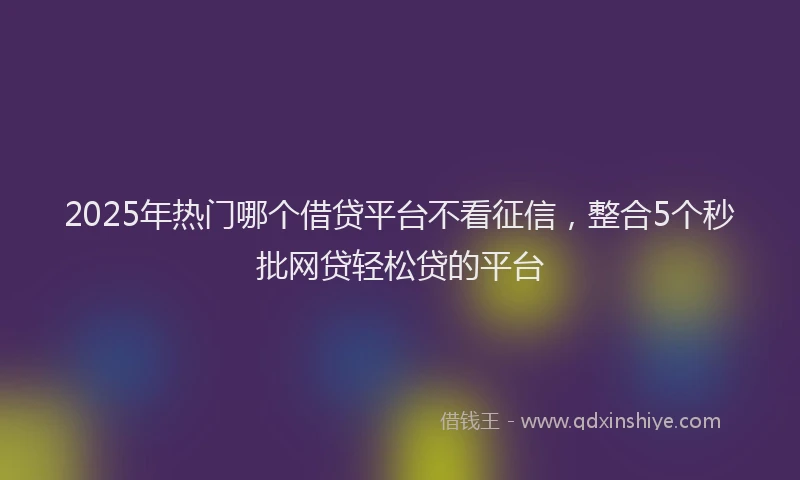 2025年热门哪个借贷平台不看征信，整合5个秒批网贷轻松贷的平台
