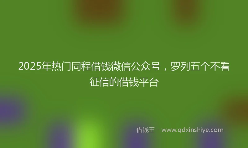 2025年热门同程借钱微信公众号，罗列五个不看征信的借钱平台
