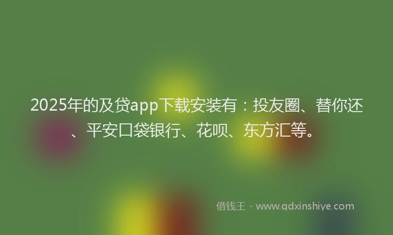 2025年的及贷app下载安装有：投友圈、替你还、平安口袋银行、花呗、东方汇等。