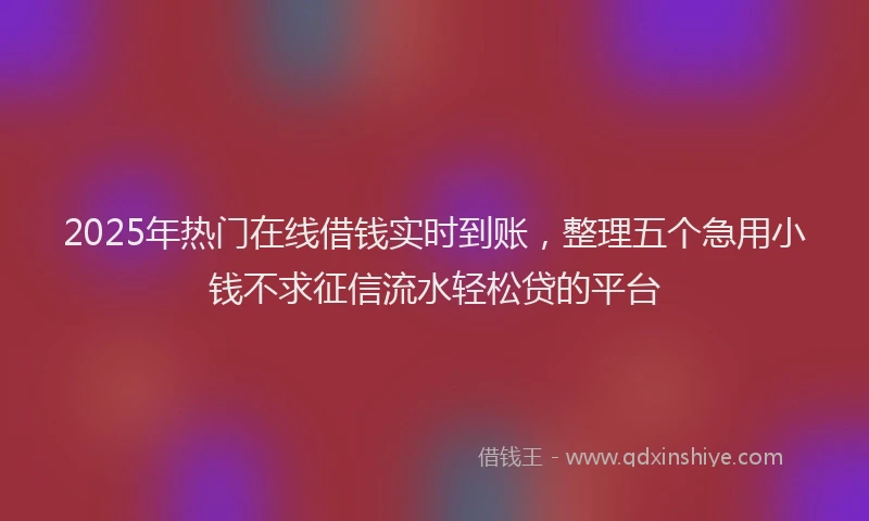 2025年热门在线借钱实时到账，整理五个急用小钱不求征信流水轻松贷的平台