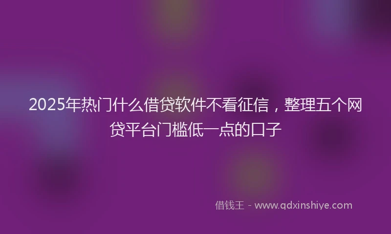 2025年热门什么借贷软件不看征信，整理五个网贷平台门槛低一点的口子