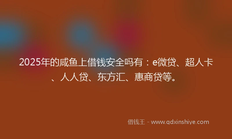 2025年的咸鱼上借钱安全吗有：e微贷、超人卡、人人贷、东方汇、惠商贷等。