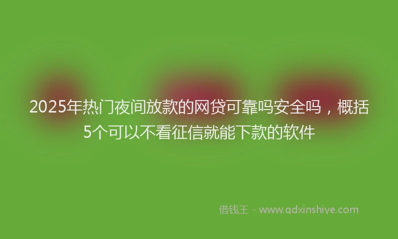 2025年热门夜间放款的网贷可靠吗安全吗，概括5个可以不看征信就能下款的软件