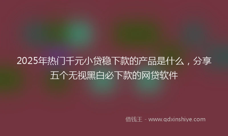 2025年热门千元小贷稳下款的产品是什么，分享五个无视黑白必下款的网贷软件