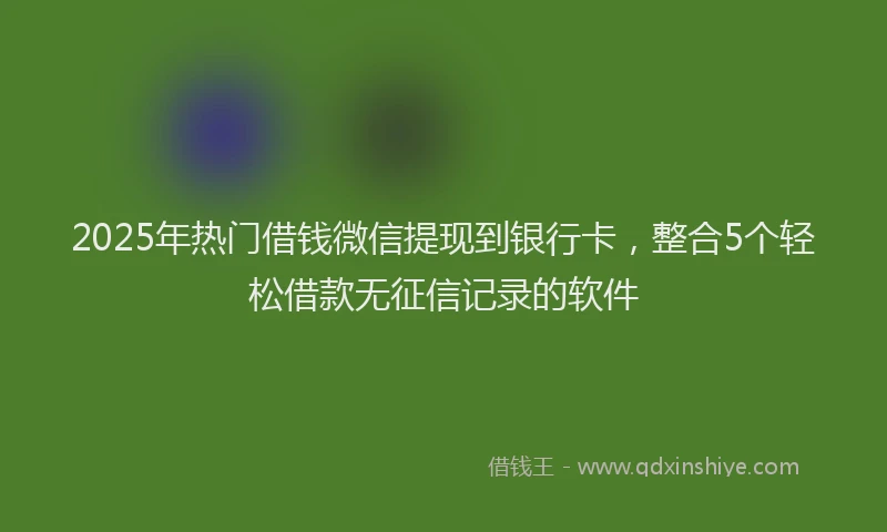 2025年热门借钱微信提现到银行卡，整合5个轻松借款无征信记录的软件