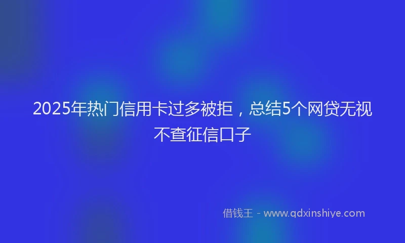 2025年热门信用卡过多被拒，总结5个网贷无视不查征信口子