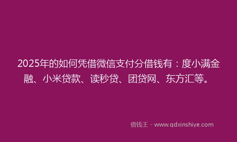 2025年的如何凭借微信支付分借钱有：度小满金融、小米贷款、读秒贷、团贷网、东方汇等。